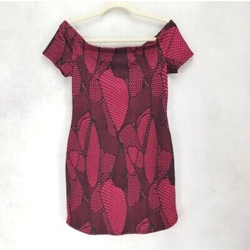 Bailey Blue Nordstrom XL Off Shoulder Mini dress Black/Fuchsia Pink NWT - Picture 6 of 12